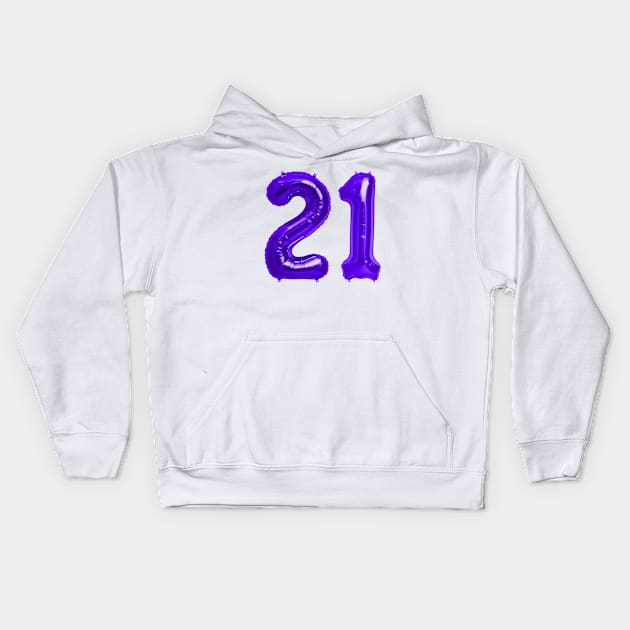 Purple 21st Birthday Metallic Helium Balloons Numbers Kids Hoodie by podartist